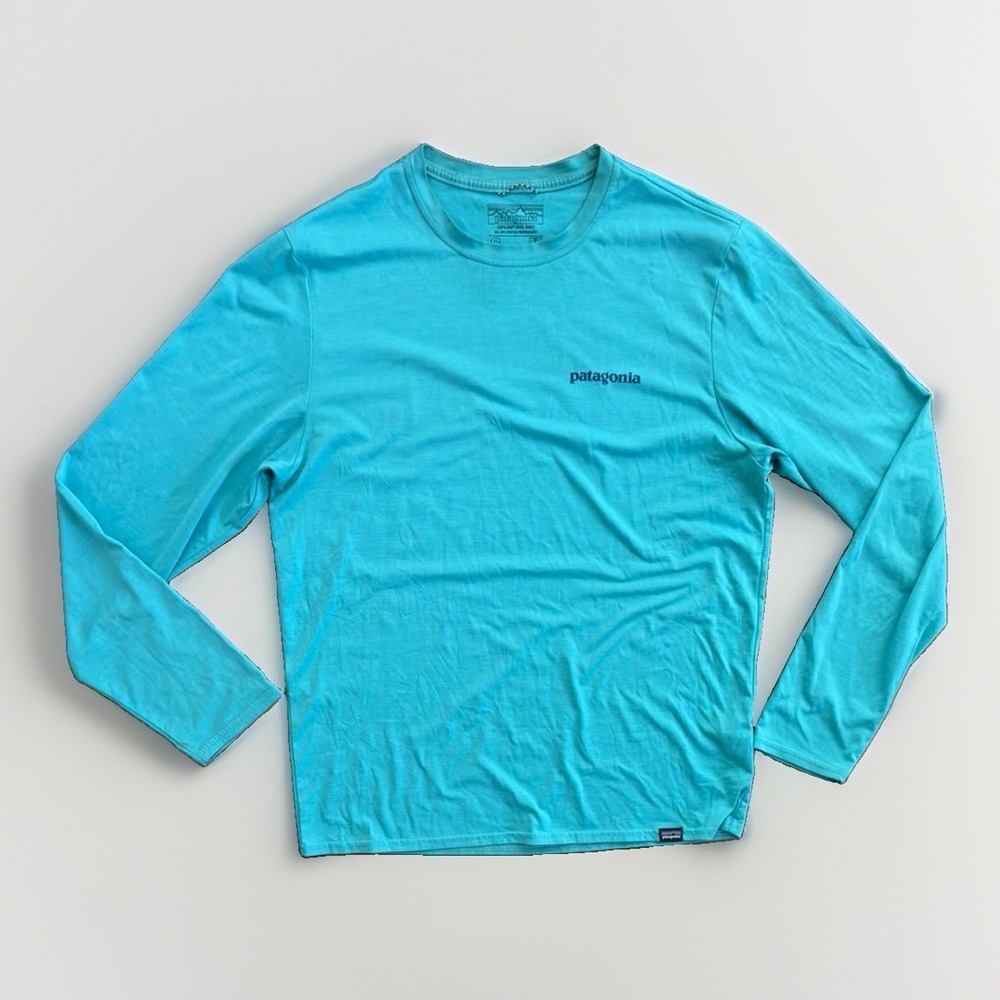 Patagonia Long Sleeve Tee in Bright Turquoise